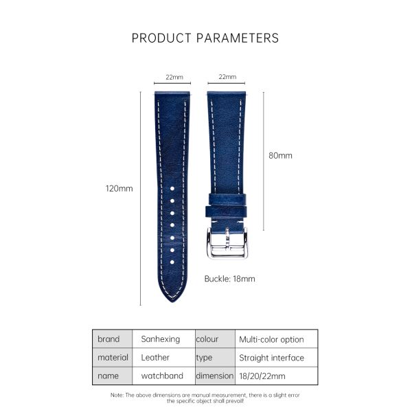 Vintage Blue Genuine Leather Strap