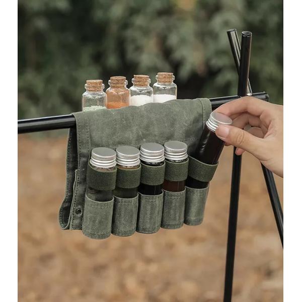 Canvas Barbecue Camping Storage Bag 38.5x19.5cm For Seasoning Bottles