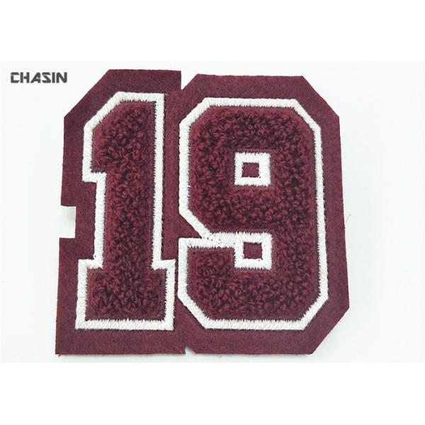 Number And Alphabet Chenille Embroidery Patches / Embroidered Iron On Appliques