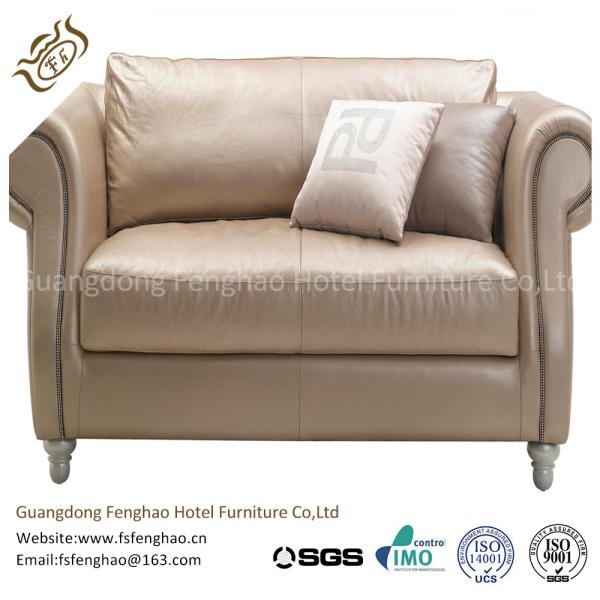 Modern Cream PU Leather Couch Corner Sofa Set / Leather Sectional Sofa