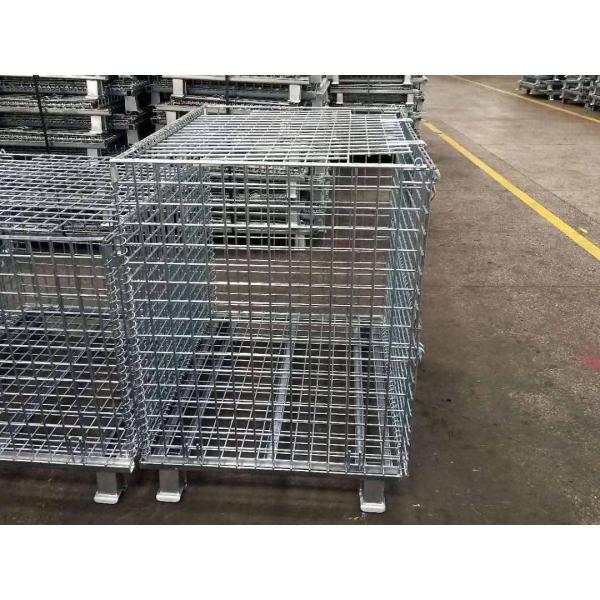 Galvanized Warehouse Storage Shelves Welded Steel Lockable Wire Mesh Pallet Cage