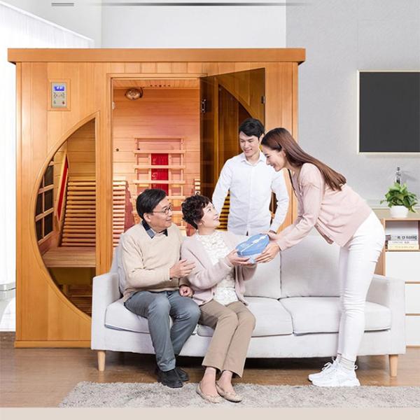 Low EMF 2 Person Indoor Wooden Infrared Sauna Room With Lay Down Chair