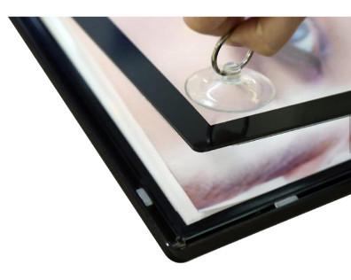 Aluminum Ultra Slim LED Light Box Edge Lit Metal Profile Magnetic With Laser Engraved LGP