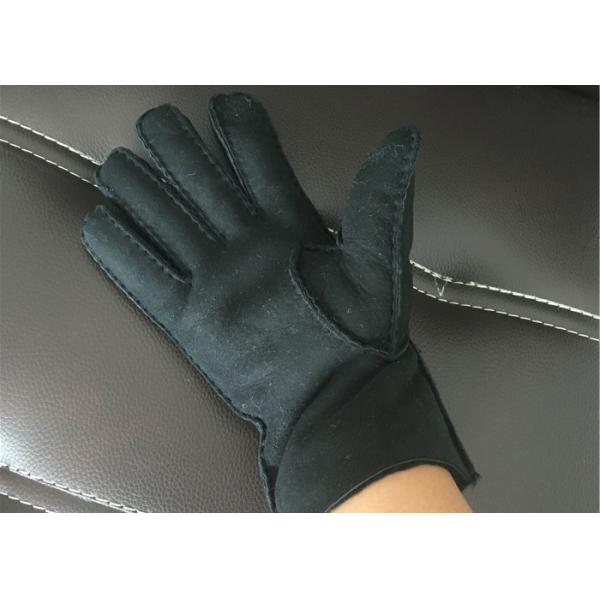 Guantes alineados zalea de cuero negra respirable doble de las señoras para el uso del teléfono celular