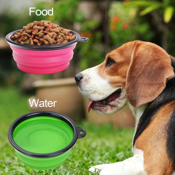 Cuencos plegables de silicona para perros gatos animales pequeños agua portátil redondeada