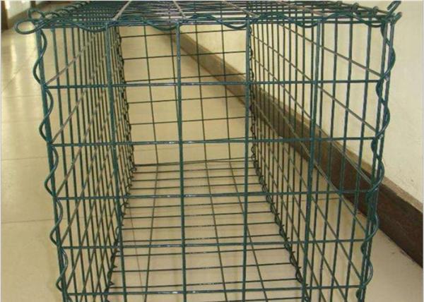 Green Pvc Powder Coated Welded Gabion Baskets Anti Corrosion Seawall Protective