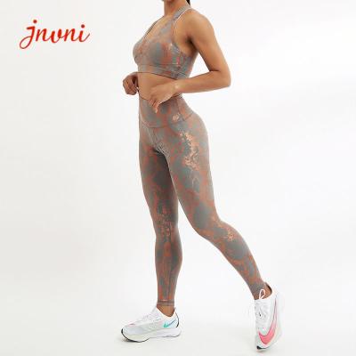 Shinny o Activewear da ioga do Sportswear 280gsm ajusta caneleiras de corrida da ioga ajustam o grupo de 2 partes