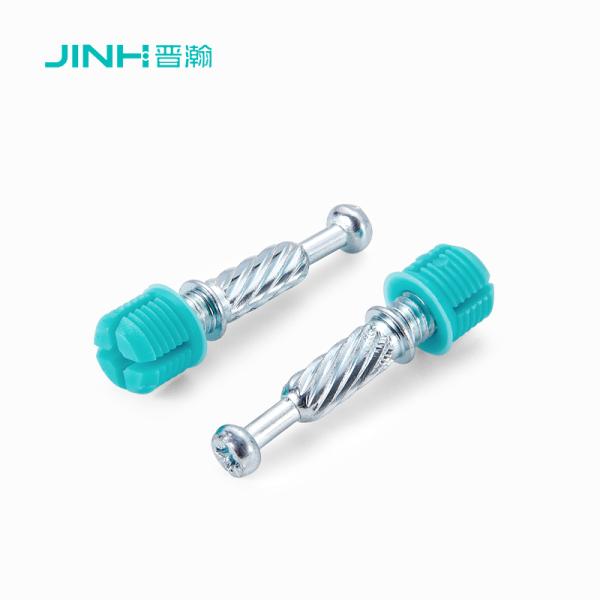 Jh-2147 Adjustable Furniture Connecting Fitting, Cold Rolled Steel With Blue Zinc Plating & Nylon Expansion Plug