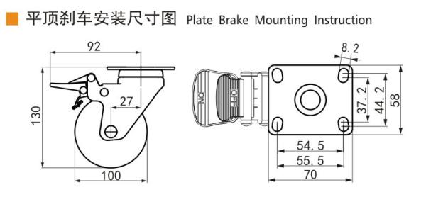 Chrome Coating 4 Inch Industrial Casters Wheels 100mm 3724P-57