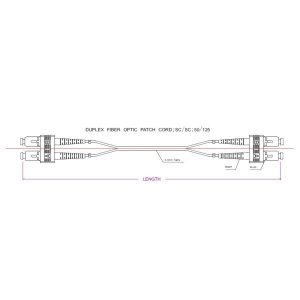 OM3 Multimode SC SC Duplex 10GB Optical Fibre Cables 10 Meter