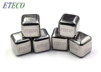 Silver Reusable Stainless Steel Ice Cubes For Whiskey Wine Beverage Sextuplet