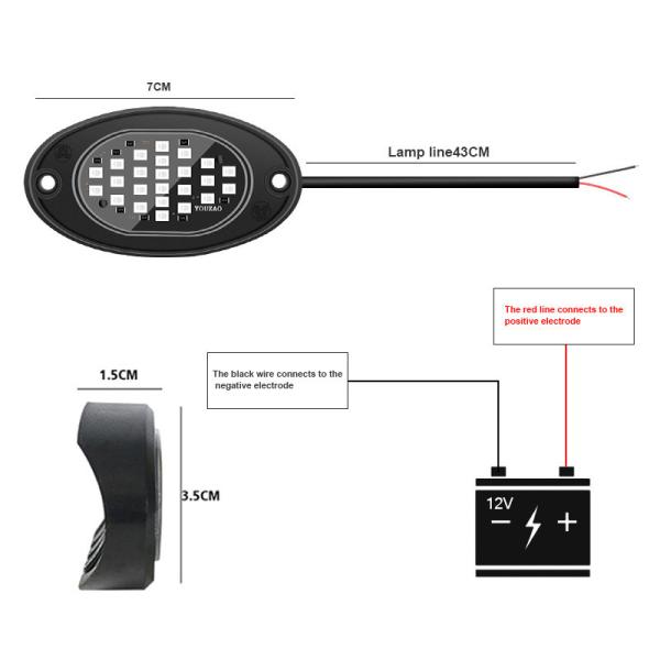 12V Waterproof Chassis Light 2835 LED Single Color Pure White 24 LED Rock Light For Truck Jeep ATV UTV Offroad Underglow
