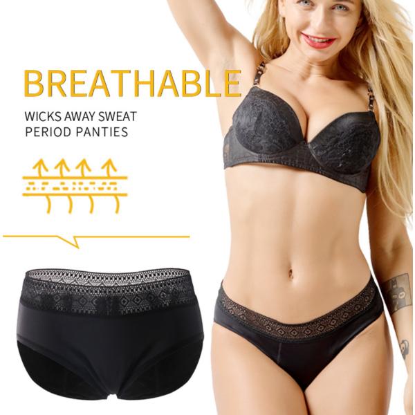 Lace Plus Size Menstrual Panties For Heavy Flow Underwear Sexy 4 Layers Girls