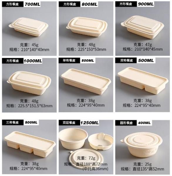 Take Away Fast Food, Compartment Packing Box, Containers, Starch Biodegradable, Environmental Lunch Meal Box