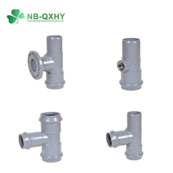 DIN Standard PVC Pipe Fitting with Rubber Ring Wall Thickness Pn10 White and Blue