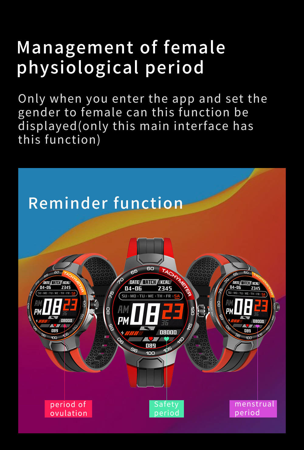 Контроль кислорода крови спать Smartwatch андроида прибора полного касания умный пригодный для носки