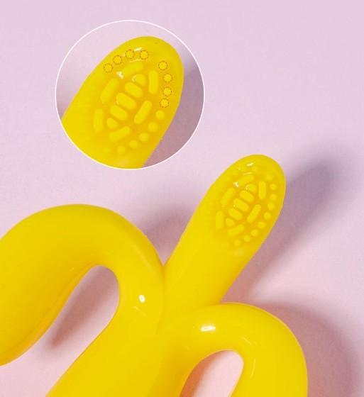 Durable Baby Silicone Toothbrush Banana Cartoon Toothbrush Food Grade Silicone Boiling Silicone Toy