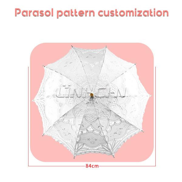 Elegant Wedding Lace Parasol with Wooden Handle Promotional Party Supplies for Brides