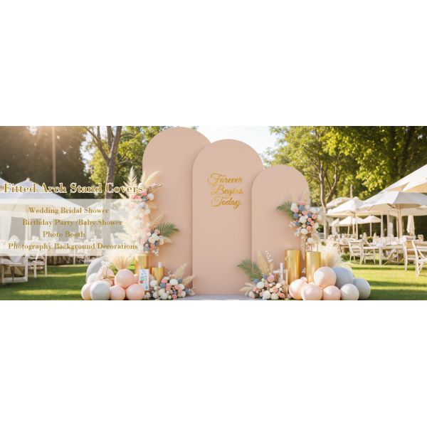 3 Piece Nude Arch Covers ,Spandex Arch Backdrop Cover for Wedding、 Baby Shower 、Birthday Party 