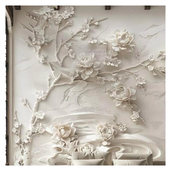 Hand Carved Natural Stone Marble Wall Art Realistic Flower Relief for Anniversary Occasion in Strong Wooden Crate Pack