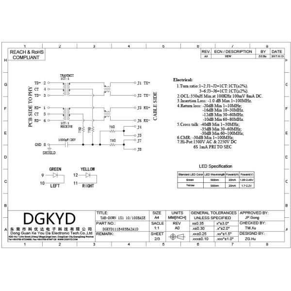 Соединителя одиночный гаван 8P8C RJ45 магнитный Джек локальных сетей DGKYD111B485BA2A1D соединитель сети быстрого с СИД
