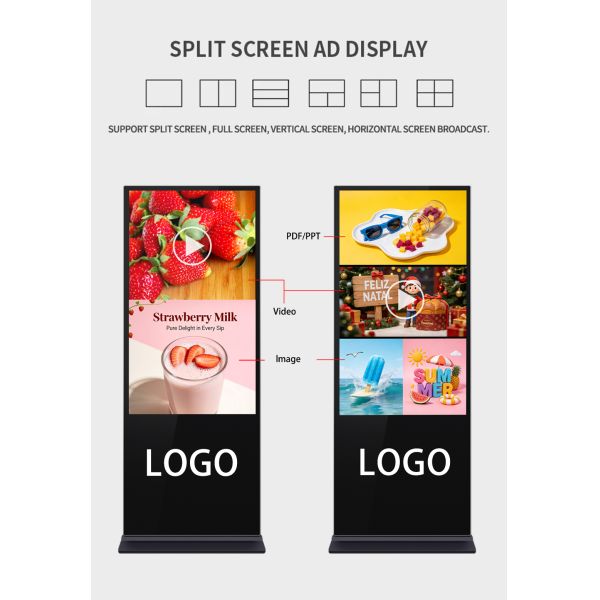 43 Inch Free Standing Digital Signage Advertising Player with Slim Metal Case for Mall Display