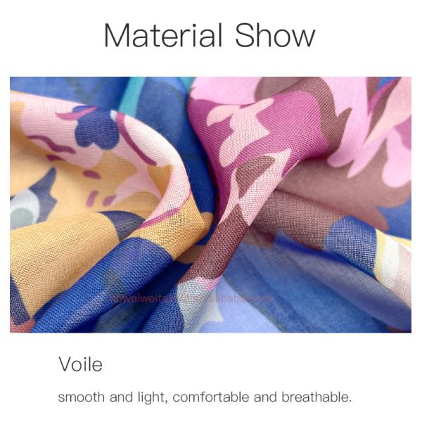 High Quality Trendy Heavyweight Hijaab Tudung Bawal Square Scarf Chiffon Printed Floral Scarf Muslim Hijab