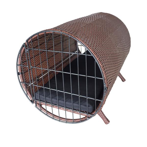 CE BSCI Rattan Pet With Cushion Flat Round Rattan For Cat Dog Pet House Kennel Outdoor Furniture