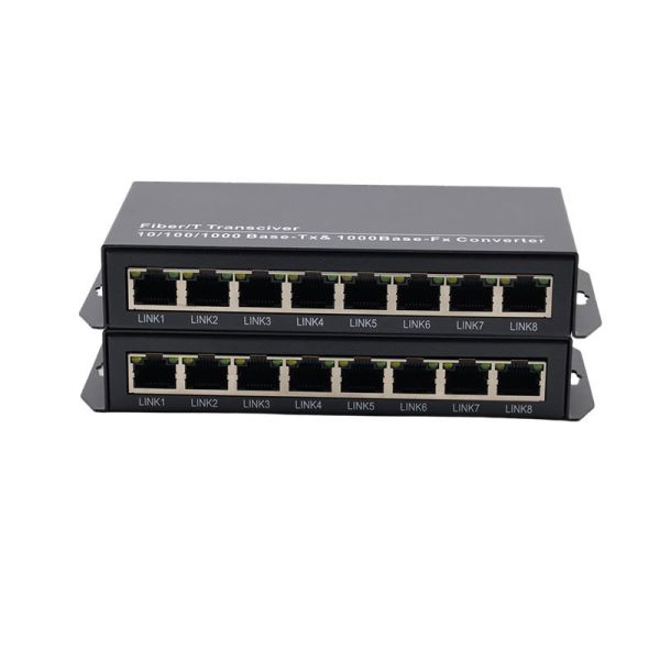 10/100/1000Mbps Gigabit Fiber Switch 2 SC Fiber Ports 8 RJ45 Ethernet Ports