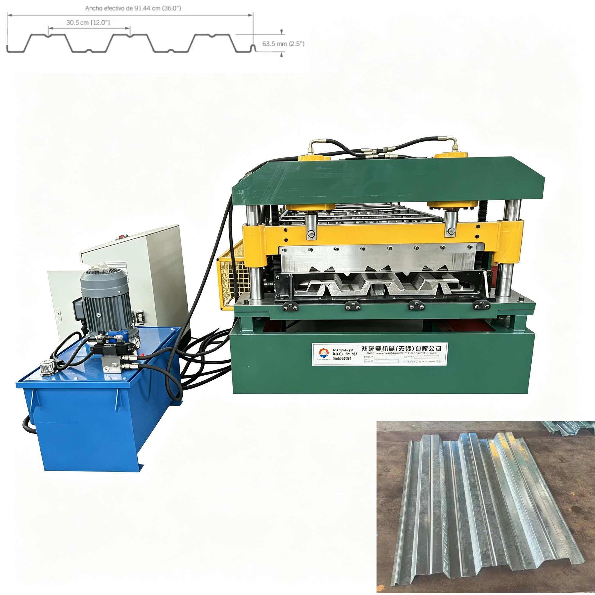 Mexico With Embossing Ribs 0.6-1.2mm 2.5 Inch Metal Deck Floor Roll Forming Machine Industrial Factory Multi-Story Building
