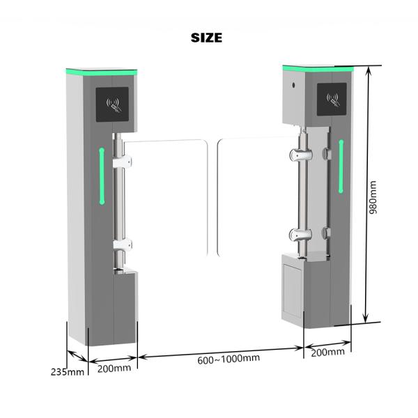 HCW Barrier Turnstile Gate with 600-1000mm Channel Width 30W DC Brushless Motor and 20-40 People/Minute Throughput for Pedestrian Management