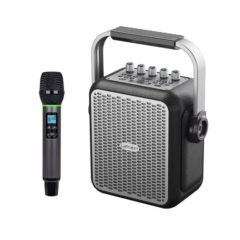 Portable Outdoor Karaoke Bluetooth Speaker, Compact Handheld Speaker with Ambient RGB Light for Camping Travel Party