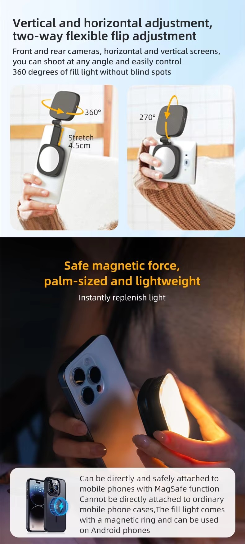 F662 Portable Mini LED Selfie Light Adjustable Outdoor Makeup Photography Studio Lighting Magnetic Pocket Fill Phone Fill Light