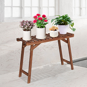 Wood Plant Stand Ladder Plant Shelf, Flower Pot Display Rack Freestanding Planter Holder for Organizer Multiple