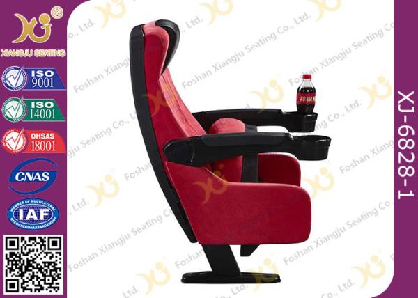 Tipping Seat Plastic Components PU Cinema Theater Chairs With Drink Holder