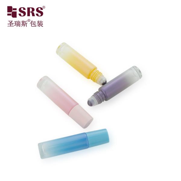 BLPM-10ml Cylindrical Round Gradient Pink Color Mould Glass Roller Bottle For Personal Care With colored plastic Cap