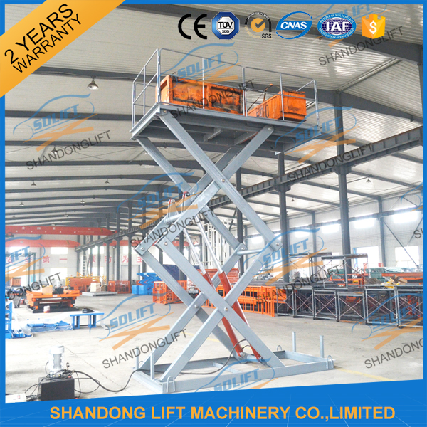 CE 3T 4.5M Stationary Hydraulic Scissor Lift Table Scissor Lift Platform for Cargo Material