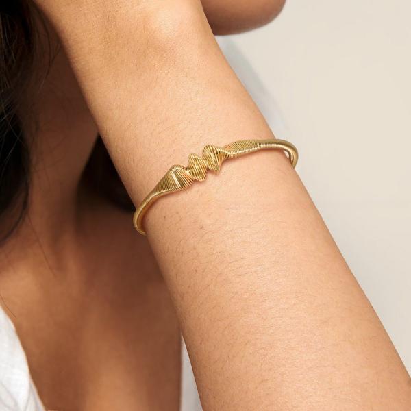 Brassière en acier inoxydable doré 18K Bracelets en spirale réglable pour femmes