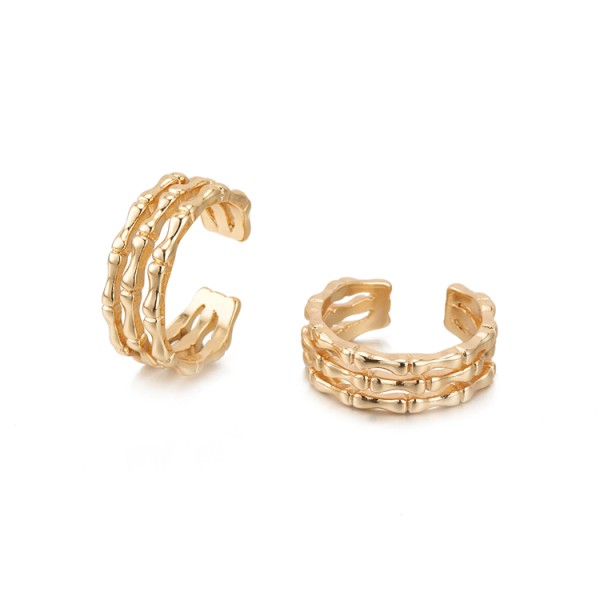 2024 Hot Selling Women's Ring Personalized Fashion 14K Gold Plated Triple Hollow Bamboo Open Ring