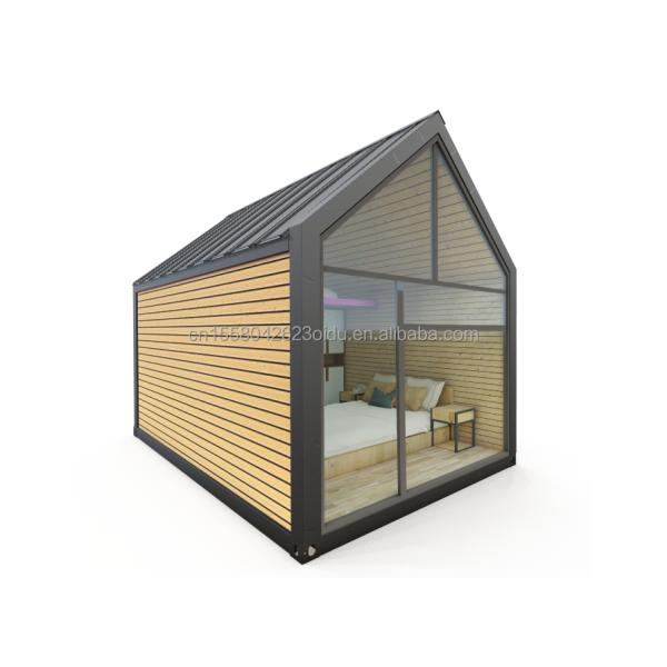 Outdoor Prefab Triangular Roof Steel Sandwich Panel House with Galvanized Steel Square Tubes Main Structure