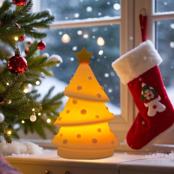 Hombre de nieve Luz nocturna de silicona para niños - Control táctil, LED recargable