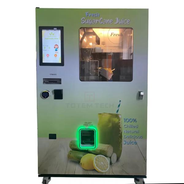 Fresh Sugar Cane Vending Machine Automatic Cleaning System Fruit Juice Vending Machine
