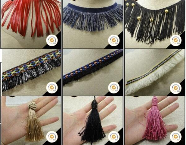 6.5cm polyester tassel long curtain fringe trim, water soluble 100% polyester fringe trimming for curtain