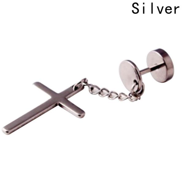 Punk Gothic Stainless Steel Stud Earring Cross Round Fake ear taper dumbbell Fashion Women Mens Rock Style Jewelry