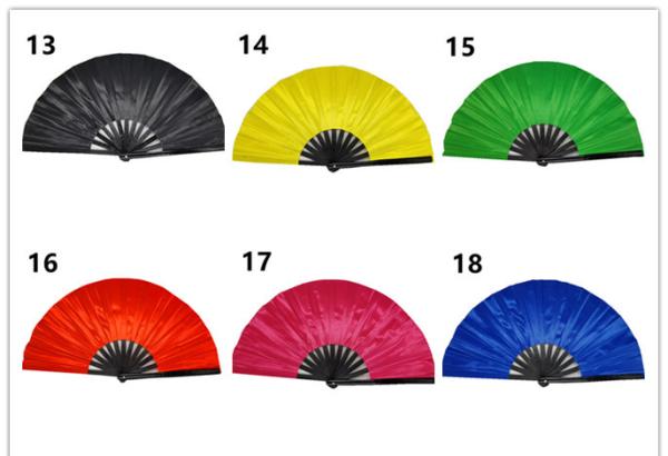Plain Large Folding Hand Fan Fabric Loud Bamboo Kung Fu Tai Chi Hand Held Fan for Dancing Party