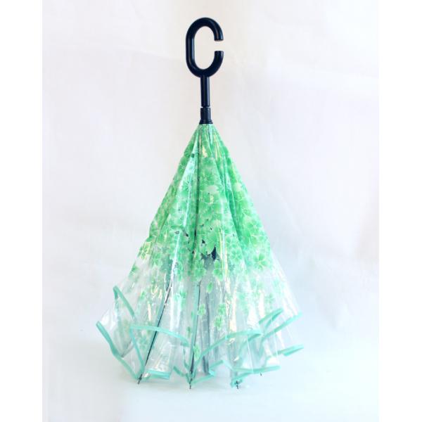 Light Reverse Transparent Umbrella With Pattern Auto Open