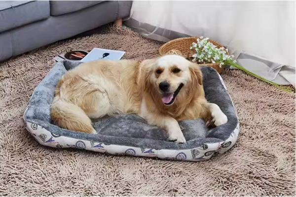 Sofá de Pet Wave Texturado Cama Lavar à Mão Retangular Ninho de Cão Grande