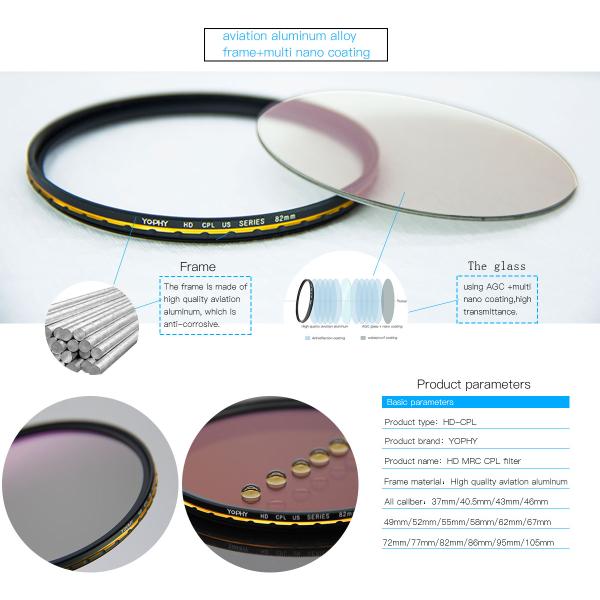 Black Polarized Camera Lens Filter , Photography 67mm Cpl Filter 