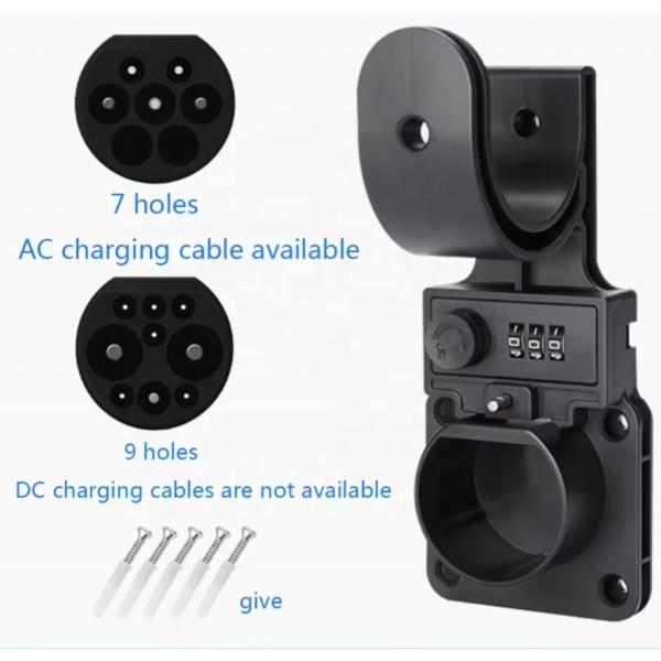 Waterproof IP65 RDC Portable Type2 J1772 Type 1 Evse EV Home Charger Cable Wall Mount Kit Holder Hook For Line