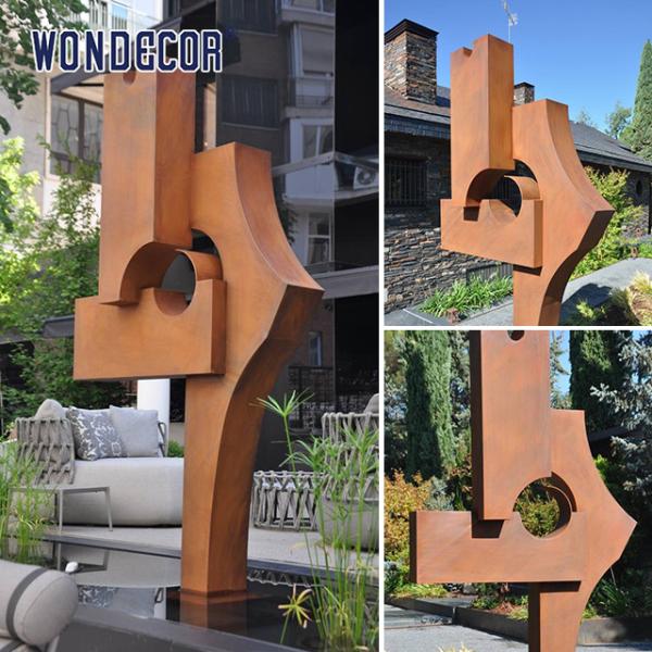 Современный открытый сад большая геометрическая скульптура из стали, устойчивая к погодным условиям